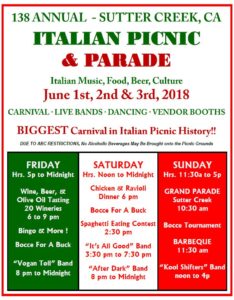 sutter creek italian picnic and parade annual event