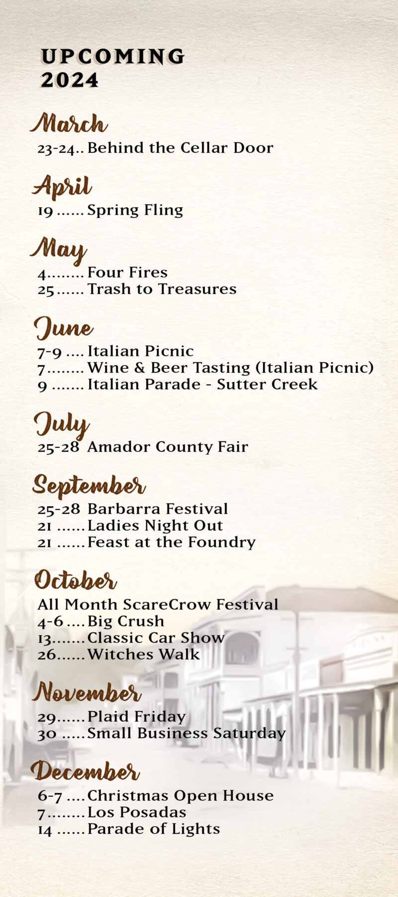 Sutter Creek Events California Gold Country Event Calendar Amador