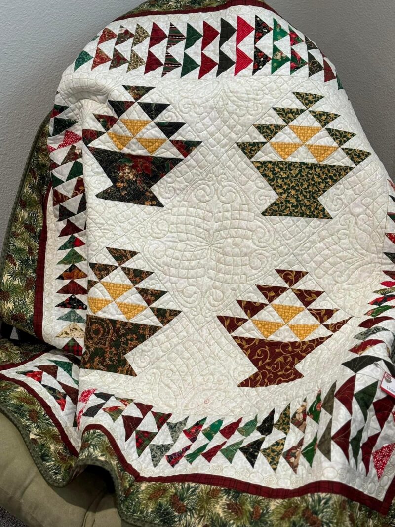 large quilt with triangles